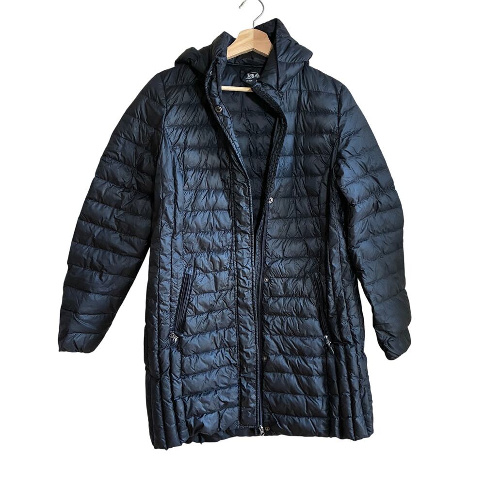 360 Air quilted longline padded full zip winter coat women's M nylon down filled